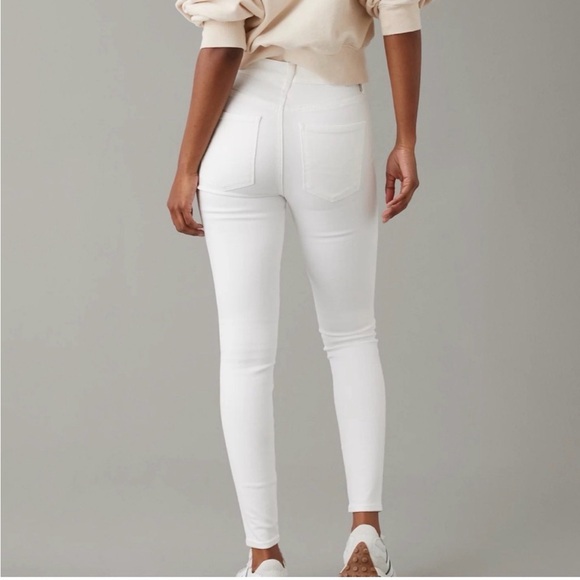 NWT AE Next level stretch super high rise jegging 6 short petite white jeans - Picture 2 of 13